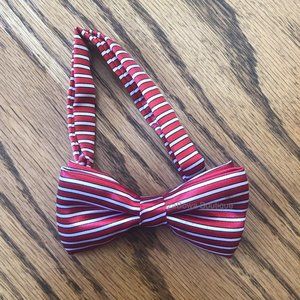 Red & White Satin Stripe Bow Tie    =PETS=   BOW4032 Boutique  NWT